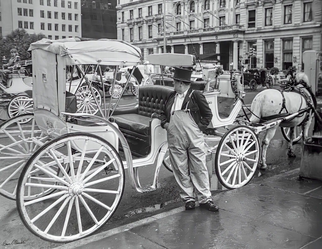 Bruce Mermelstein - Hack with Horse and Cariage at The Plaza Hotel - Photograph