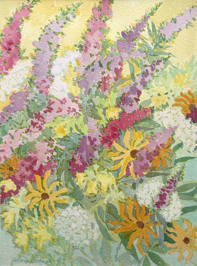 Victoria Hartman - Black Eyed Susan’s with Red Salvia